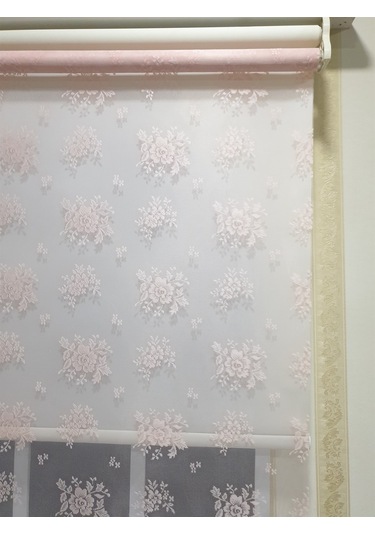 Storburada Çift Mekanizmalı Pembe Tül Perde Ve Ekru Stor Perde Stb2015-v09 Pembe