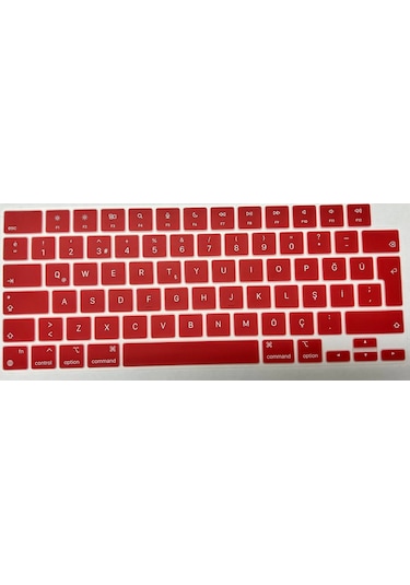 Arabulalaca Apple Uyumlu MacBook Pro 14' A2779 Türkçe Q Silikon Klavye Kırmızı