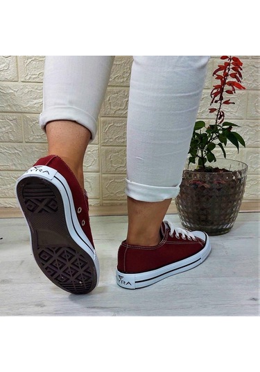 Fiyra 554 Bordo Kısa Unisex Sneaker Keten Spor Ayakkabı 001