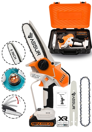 Assur Asr774 18v Çift Akü Dal Budama Testere Turuncu