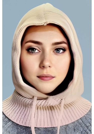 Uniquetrenders Kadın Triko Tesettür Bere Tesettür Başlık Pudra