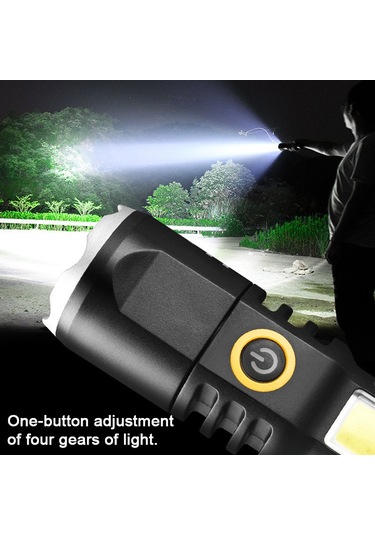 Teltree Usb Hızlı Şarjlı, Çift Işık Kaynağı, Teleskopik Odaklı, Dışarıda Kullanım İçin Altın El Feneri Altın