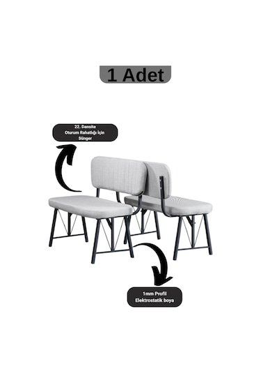 Elfin Mutfak , Yemek Odası Bahçe Balkon Otel Restoran Kafe Bench, Puf, Sırtlı Bench -1 Adet Gri Gri