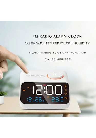 Zilinn Mordern Fm Radyo Başucu Uyandırma İçin Led Çalar Saat. Sıcaklık Termometresi Nem Higrometresi İle Dijital Masa Takvimi. Beyaz-89 Çok Renki