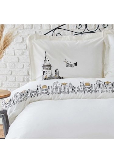 Pendik Çift Kişilik Nevresim Takımı Antrasit - Hardal