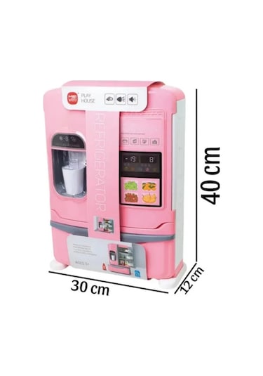 Pilli Işıklı Büyük Boy Oyuncak Buzdolabı Evcilik Oyun Seti Duman Efektli 3 Kapılı