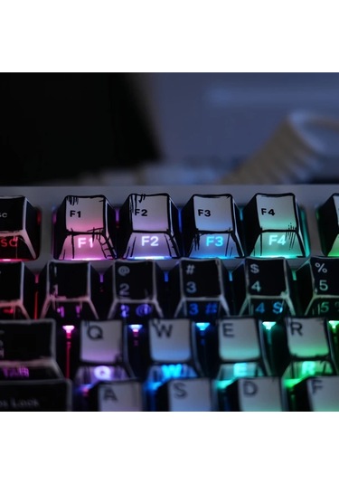 Honeybeeshop Renkli Çizgi Roman Tarzı 137 Tuşlu Anime Gradyan Pbt Klavye Kapak Seti Cherry Profili Yan Baskılı Parlak Yazılar Mekanik Klavyeler İçin