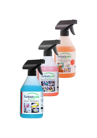 Turkishcare Ayakkabı Kumaş Banyo Mutfak Leke Sökücü Temizlik Seti 3 x 500 ML