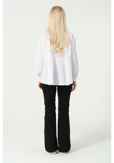 S'amore Clothing Cep Detay Polo Yaka Gömlek Beyaz