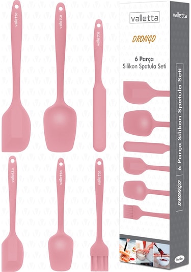 Valletta Drongo 6 Parça Silikon Spatula Seti Pembe