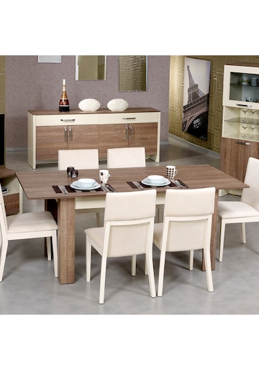 Pasific Home Bois Açılır Yemek Masası Meşe Krem