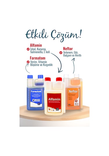Kanatlı Hayvanlar İçin 3'lü Set Farmatom+neftor+alfamin 500 Ml