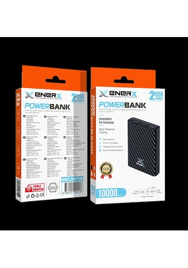 Enerx Enr-p10a Powerbank 10.000 Mah 2xusb+micro 1a Beyaz Siyah
