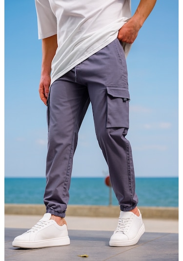 Kargo Cepli Paraşüt Kumaş Antrasit Renk Erkek Pantolon-1815 K.antrasit