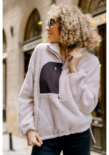 Scorp Fever Kadın Peluş Sweatshirt Bej Standart Çok Renkli