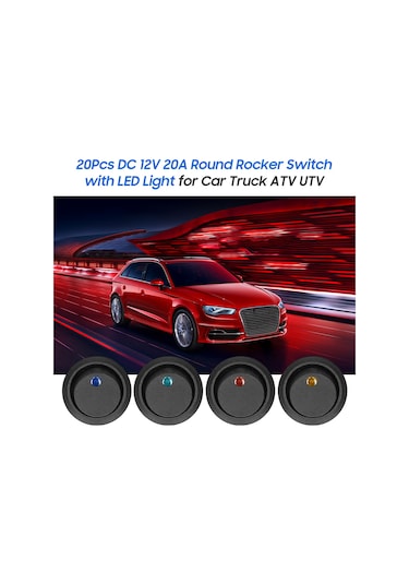 Singree 12v Dc 20a Dairesel Anahtar Switch 20 Adet - 4 Renkli Led Işıklı Mavi,kırmızı,yeşil,turuncu Spst On/off Kontrol Paneli Kurulumlu Diğer