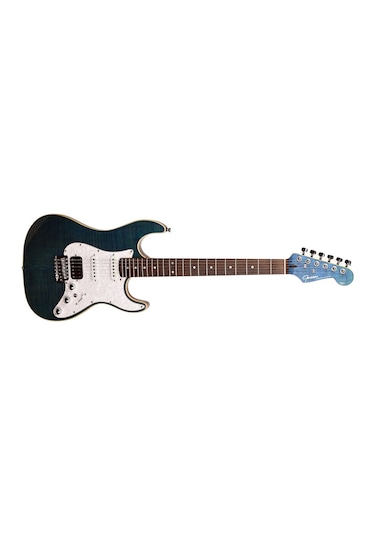 Guson Superstrat Hss Elektro Gitar Quilted Mavi