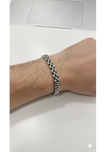 Siyah - Lacivert Deri / Çelik Erkek Deri Bileklik 20 Cm - Ebl0052 Çok Renkli