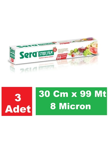 Sera Streç Film 30 Cm X 99 Mt 8 Micron X 3 Paket