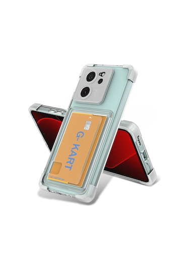 Xiaomi Mi 13t Pro Kılıf Şeffaf Arkası Kartlık Bölmeli Shockproff Şeffaf Kapak