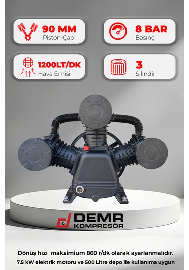 Kompresör Kafası Üç Piston 8 Bar Id3090