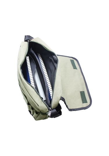 Unısex Kanvas Postacı Çantası Askılı Omuz Çantası Okul Çantası Körüklü Çapraz Çanta Pst01 Haki Yeşil Haki Yeşil