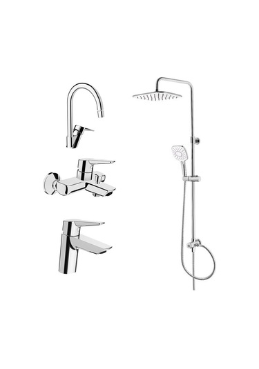 Artema Solid S Batarya Seti + Artema LS20 Joy 3S Tepe Duş Takımı A45787 Krom