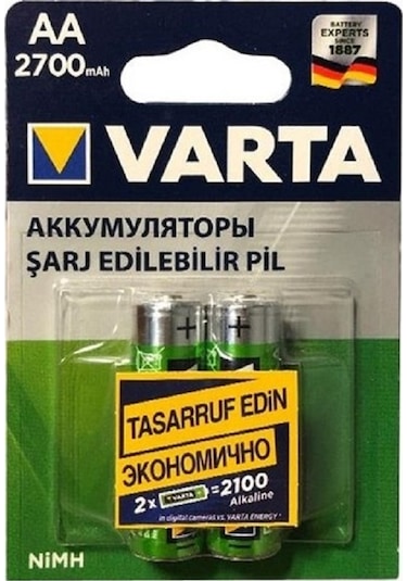 Varta 2700Mah 1.2V AA Şarjlı Kalem Pil 2Li Ambalaj