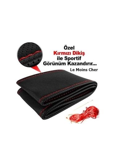 Ford Fiesta Kırmızı Direksiyon Kılıfı Dikmeli Delikli Model