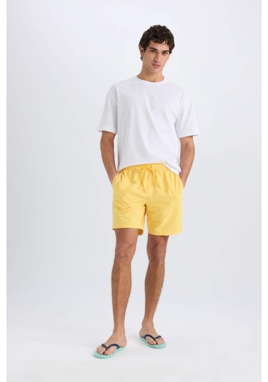 Defacto Regular Fit Kısa Boy Yumuşak Tuşeli Deniz Şortu E0993ax25hsyl190 Sarı