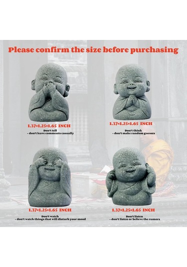 Ximistore9 4 Adet Zen Manevi Budha Heykeli: Masaüstü Çay Evcil Hayvanı, Mikro Peyzaj Dekorasyonu Ve Ev İçi Sanayi Eseri