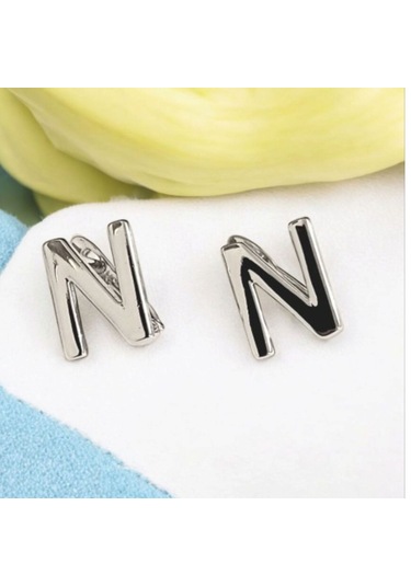 Kadın Rodyum Kaplama N Harf Küpe 887920