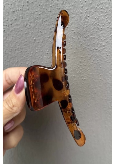 Caş Dekorasyon Leopar Desen Mandal Toka Kahverengi