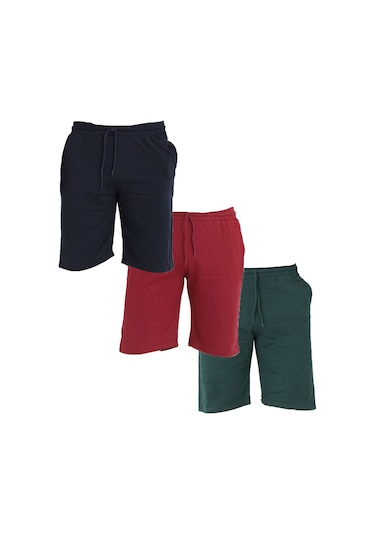 Lukitus Pamuklu Cepli Basic Erkek Şort Laci-bordo-yeşil 3 Adet Bordo - Lacivert - Yeşil