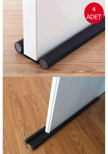 4 Adet Siyah Çift Taraflı Kapı Altı Rüzgar Soğuk Ve Haşere Önleyici Isı Yalıtım Süngeri