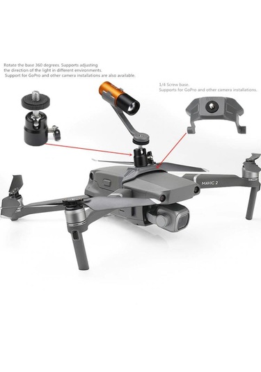DJI Mavic 2 Pro için Gece Uçuş Zoomlu Fener Üst Lamba 360 Derece Dönüş