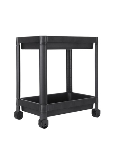 Maja 2 Adet 2 Katlı Siyah Tekerlekli Düzenleyici Mutfak Rafı Bany Siyah