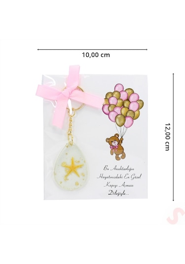 Epoksi Yıldızlı Kartlıklı Anahtarlık - Altın