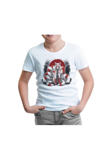 Lord Tshirt Japon - Kitsune Tilki Beyaz Çocuk Tshirt