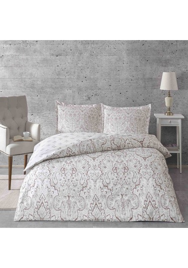 Taç Pamuk Saten Nevresim Takım Cassandra Gri Çift Kişilik Gri