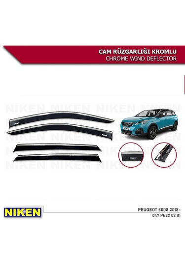 Peugeot 5008 Kromlu Cam Rüzgarlığı 4'lü Set 2018-2021