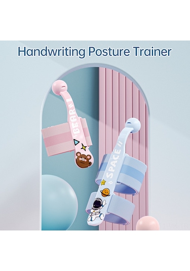 Vkemall Nbx Çift Bileklikli Kalem Tutuş Düzeltici - Ayıcık Desenli, Abs Ve Naylon Malzeme, 10-18cm Bilek Çevresi İçin Gümüş