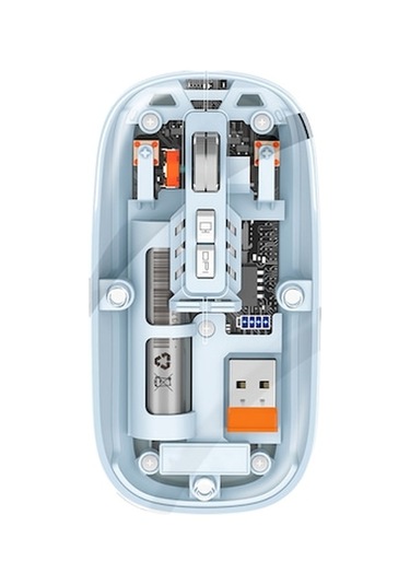 Didadodo Şeffaf Kablosuz 3 Modlu Bluetooth 5.1 Oyun & Ofis Faresi - 1600dpi, Sessiz Tuşlar, Type-c Şarj Şık Tasarım Şeffaf