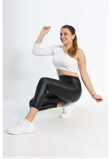 Içi Kürklü Deri Tayt SiYAH