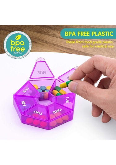 Sones 2 Adet Taşınabilir Şeffaf Nem Geçirmez Haftalık 7 Izgaralı Hap Saklama Kutusu Gül Pembesi