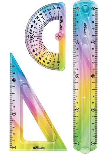 Keyroad Esnek Çizim Seti Flexible Gökkuşağı Cetvel 20 CM Çok Renkli