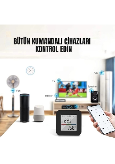 Akıllı Tuya Kumanda 3 İn 1 Isı ve Nem Göstergeli Ekranlı