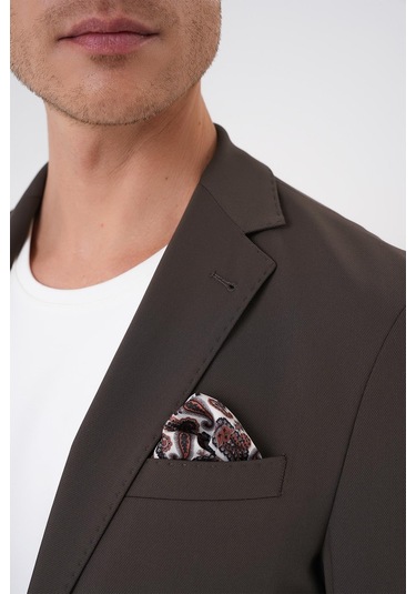 Comfort Fit Mono Yaka Torba Cep Casual Toprak Ceket C 707 Toprak