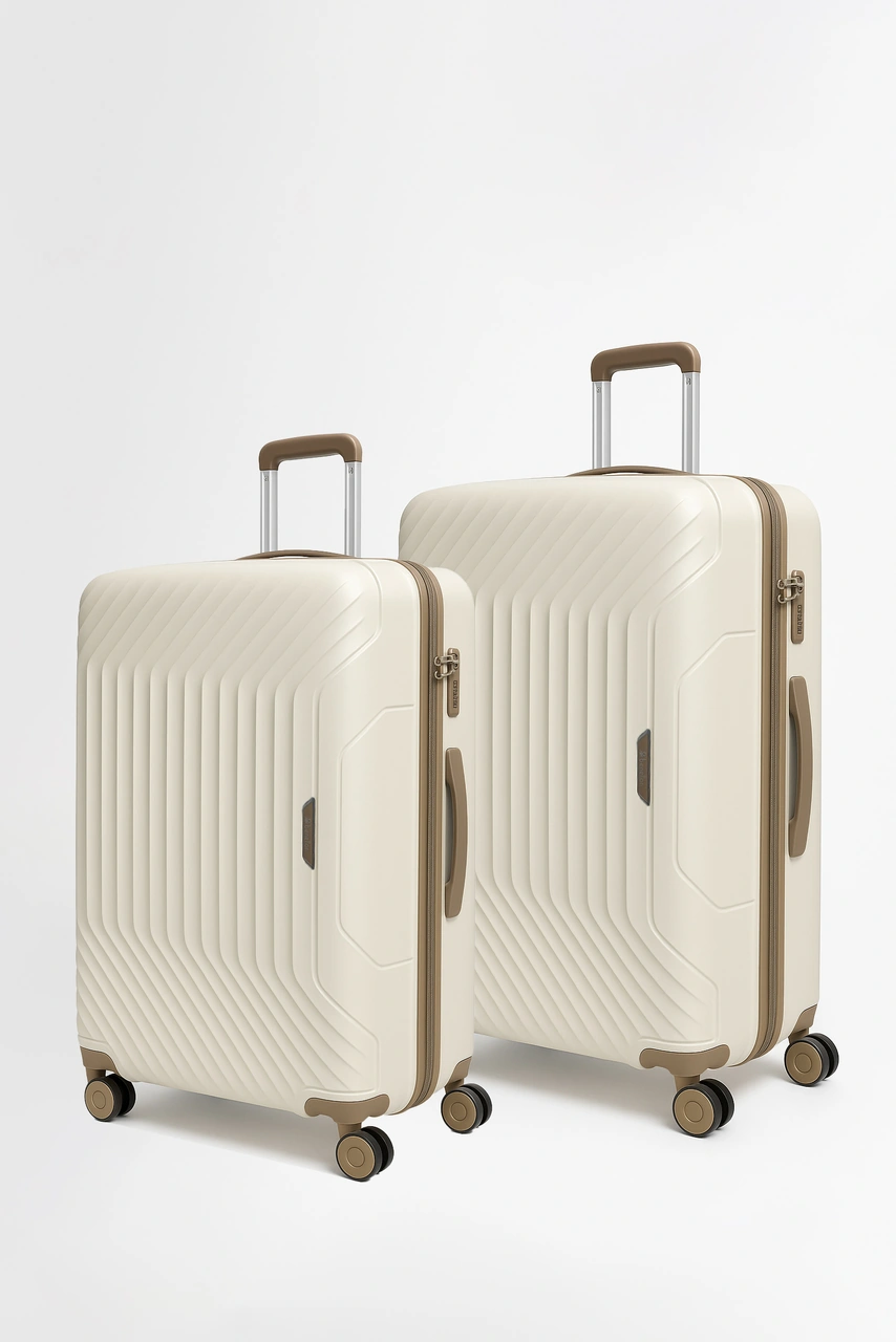 Benetton 2'li Set Büyük Ve Orta Boy %100 Polipropilen Valiz Bej 14bnt8001 Bej