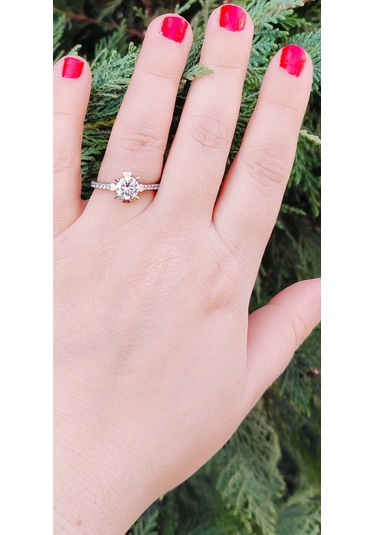 Yüzük Alyans 925 Ayar Parlak Gümüş Zirkon Taşlı